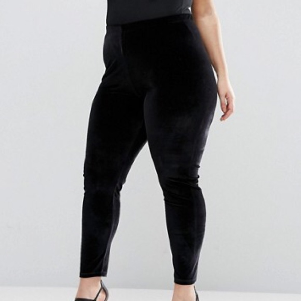 ASOS curve high waist velvet leggings